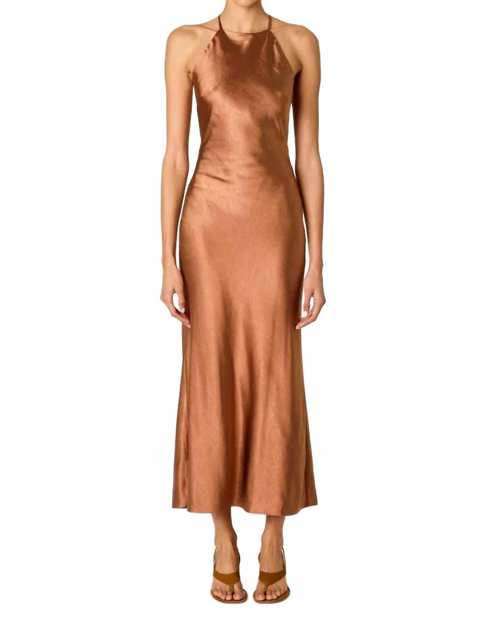 NEW NIA montana slip midi dress in nougat